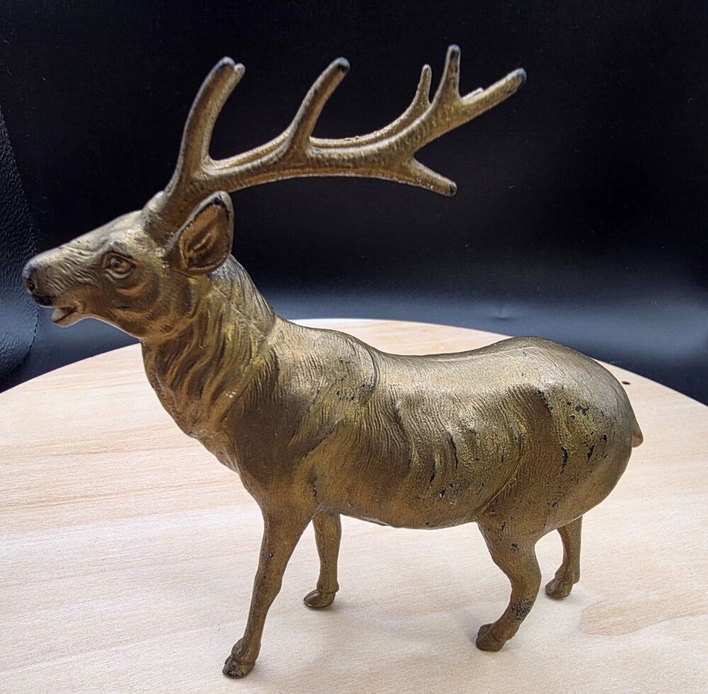 Brass Tone Elk Stag Deer Figurines Set of 3 Wildlife Vintage Made In Japan - Picture 15 of 16